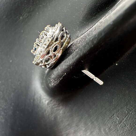 Natural Diamond Halo Stud Earrings in Sterling Silver - Picture 4 of 14